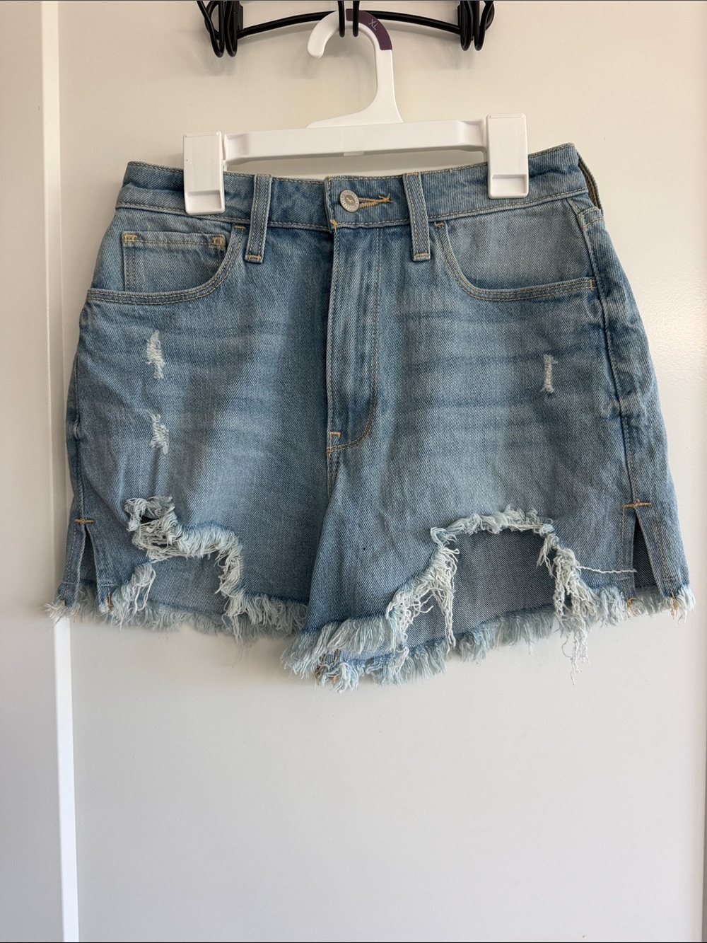 Hollister Light Wash Distressed Denim Shorts